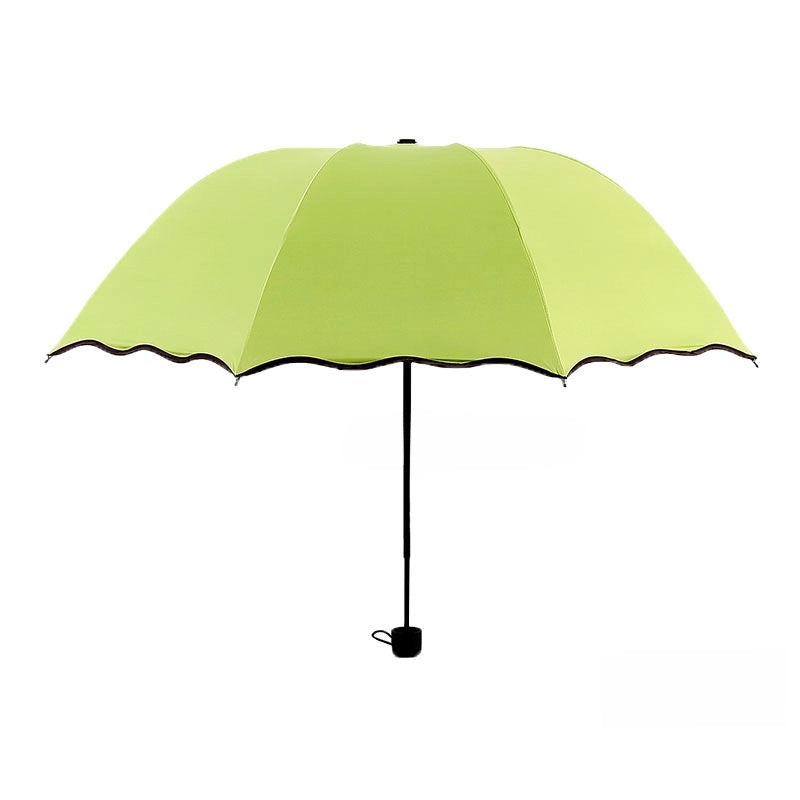 Water Flowering Umbrella Manufacturers Folding Advertising Gift Umbrellas Black Rubber Rain And Shine Dual-use Three-fold Sun Umbrella