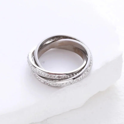 304 Stainless Steel 18K Gold Plated Minimalist Plating Inlay Solid Color Rhinestones Rings