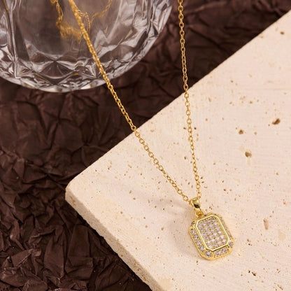 Titanium Steel Copper Leaf Heart Shape Pendant Necklace