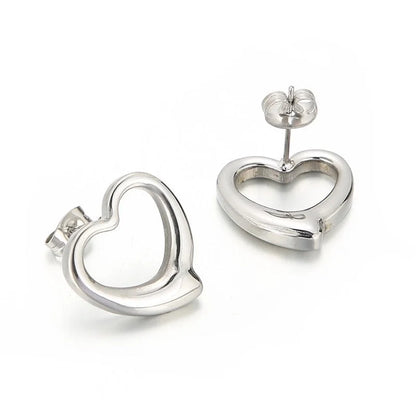 Fashion Heart Plating Titanium Steel No Inlaid 18K Gold Plated Earrings