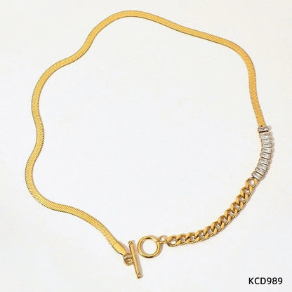 Retro Square 304 Stainless Steel Zircon 16K Gold Plated White Gold Plated Gold Plated Inlay Stainless Steel Necklaces