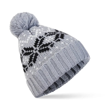 Women's Basic Retro Snowflake Pom Poms Eaveless Wool Cap