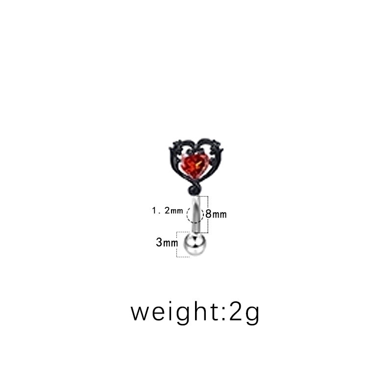 1 Piece Eyebrow Studs Hip-Hop Punk Geometric Ghost Stainless Steel Copper Epoxy Plating Rhinestones Zircon