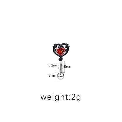 1 Piece Eyebrow Studs Hip-Hop Punk Geometric Ghost Stainless Steel Copper Epoxy Plating Rhinestones Zircon