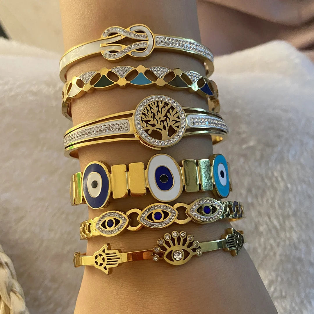 Expressive Eye Stainless Steel Electroplating Bangles