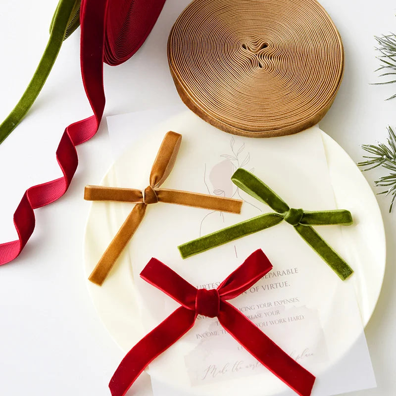 Christmas Velvet Ribbon Gift Wrapping Christmas Diy Bow Tie Christmas Tree Decoration