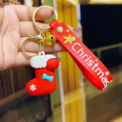 Fashion Christmas Tree Letter Soft Glue Patchwork Christmas Women'S Keychain