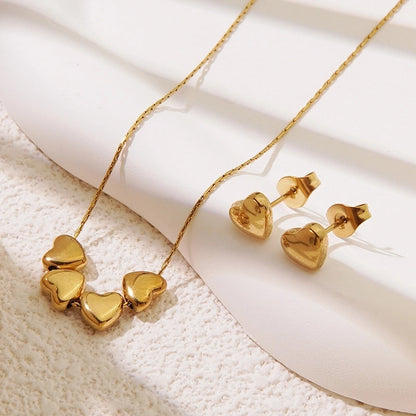 Princess Classic Style Heart Shape 304 Stainless Steel 18K Gold Plated Pendant Necklace