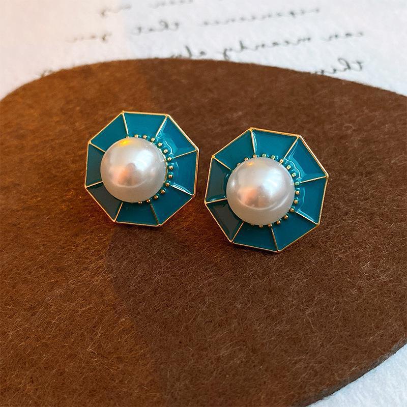 2 Pieces Minimalist Round Ellipse Geometric Copper Electroplating Earrings