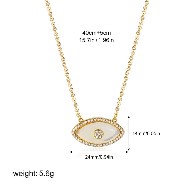 Modern Style Classic Style Devil's Eye 304 Stainless Steel Natural Stone Turquoise Zircon 18K Gold Plated Pendant Necklace