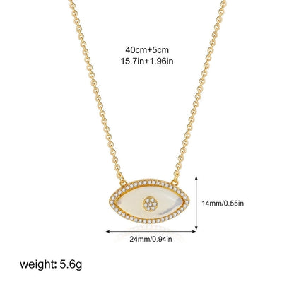 Modern Style Classic Style Devil's Eye 304 Stainless Steel Natural Stone Turquoise Zircon 18K Gold Plated Pendant Necklace