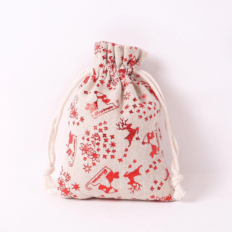 Christmas Apple Bag 24 Bronzing Linen Advent Calendar Gift Hanging Bag Christmas Apple Packaging Bag