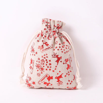 Christmas Apple Bag 24 Bronzing Linen Advent Calendar Gift Hanging Bag Christmas Apple Packaging Bag