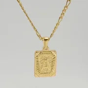 Fashion Letter Rectangle 304 Stainless Steel Titanium Steel 18K Gold Plated Gold Plated Pendant Necklace