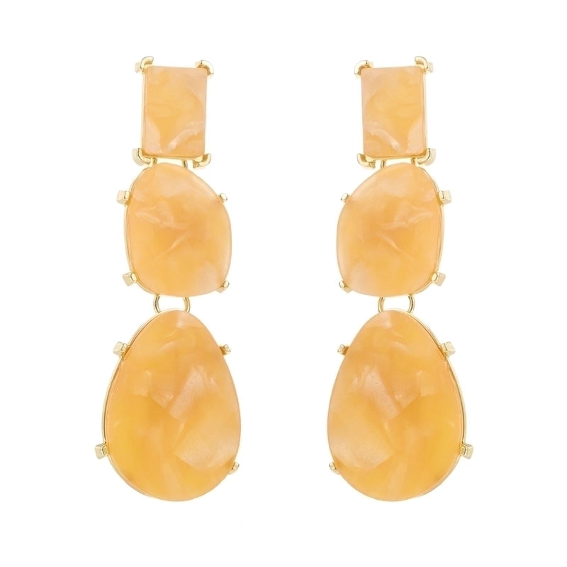 1 Pair Exaggerated Minimalist Geometric Inlay Alloy Resin Gold Plated Drop Earrings