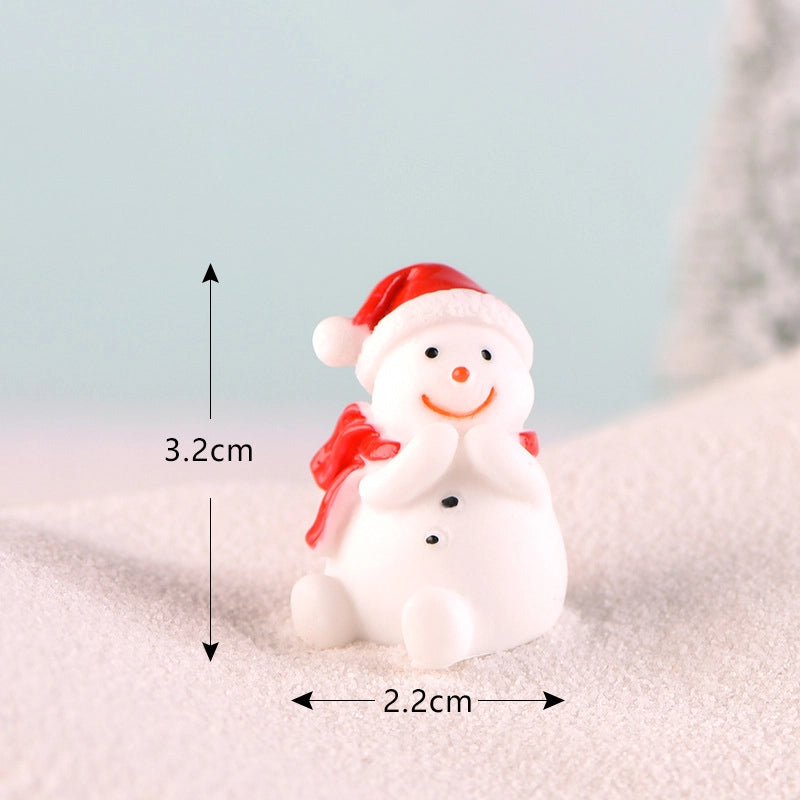 Christmas Snowman Micro Landscape Snow Basin Landscaping Small Ornaments Santa Claus Keychain Pendant Resin Gift