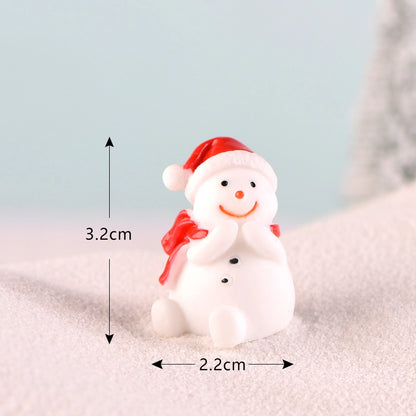 Christmas Snowman Micro Landscape Snow Basin Landscaping Small Ornaments Santa Claus Keychain Pendant Resin Gift