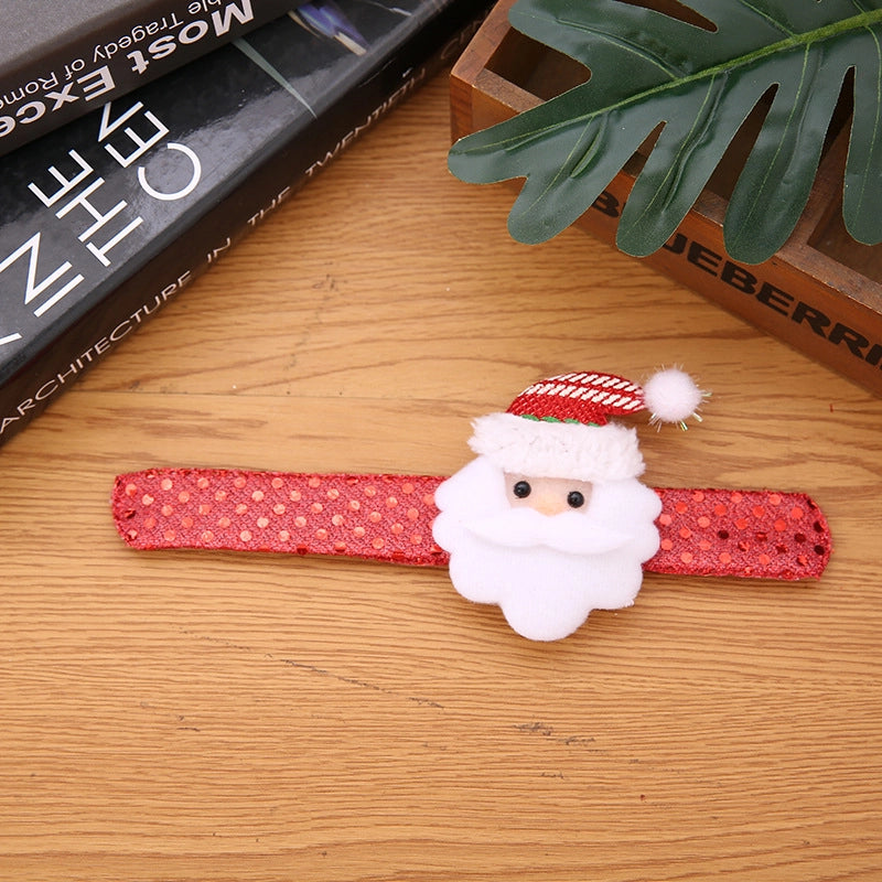 Luminous Style Christmas Small Gifts For Children Christmas Creative Gift With Lights Old Man Snowman Slap Bracelet Pop Bracelet