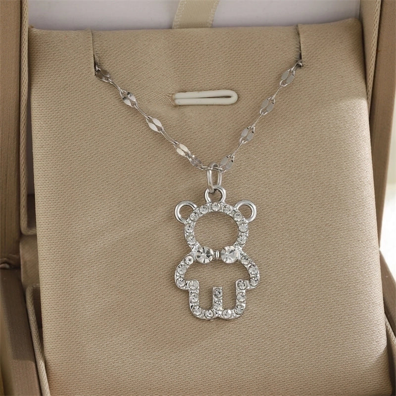 Minimalist Classic Style Cross Flower Butterfly 201 Stainless Steel Imitation Pearl Zinc Alloy Rhinestones 18K Gold Plated Enamel Diamond Pendant Necklace