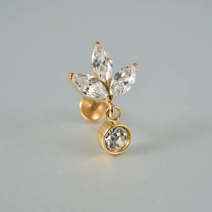 1 Piece Lip Rings Casual Vacation Tropical Cross G23 Titanium Alloy Plating Zircon 18K Gold Plated Lip Rings Ear Cartilage Rings & Studs