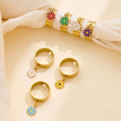 Elegant Retro Solid Color 304 Stainless Steel Enamel Open Rings