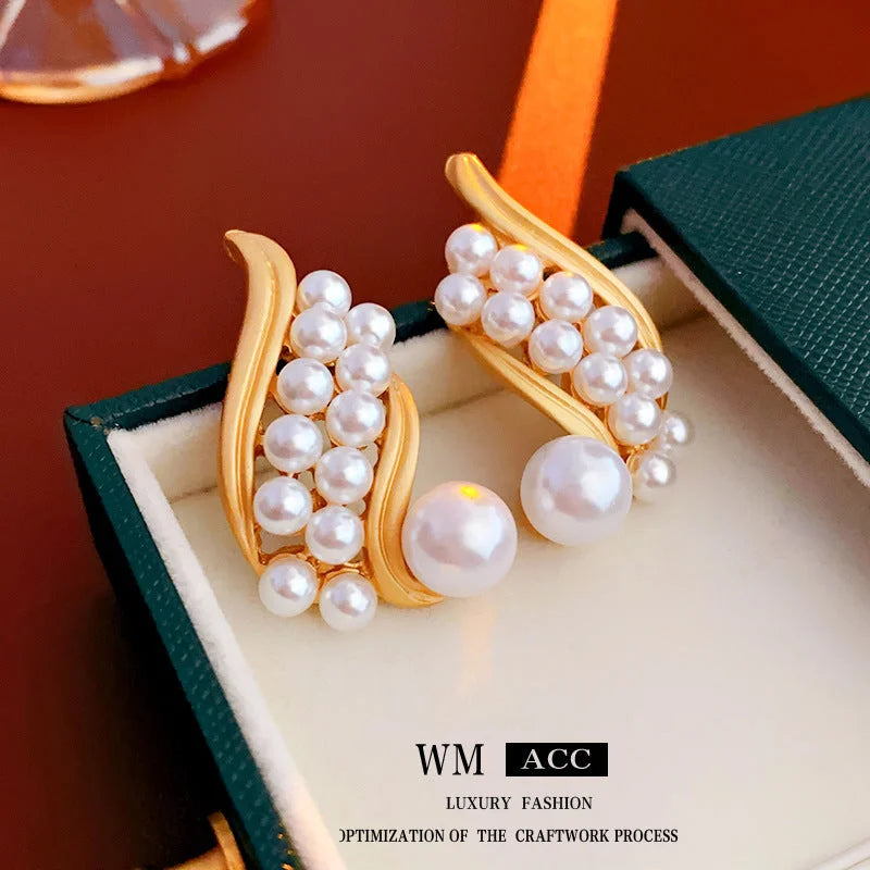 Luxurious Quadrilateral Round Ellipse Leaf Rhombus Animal Bowknot Text Letter Geometric Number Droplet Flower Chinese Zodiac Artificial Pearl Oil Dripping Earrings