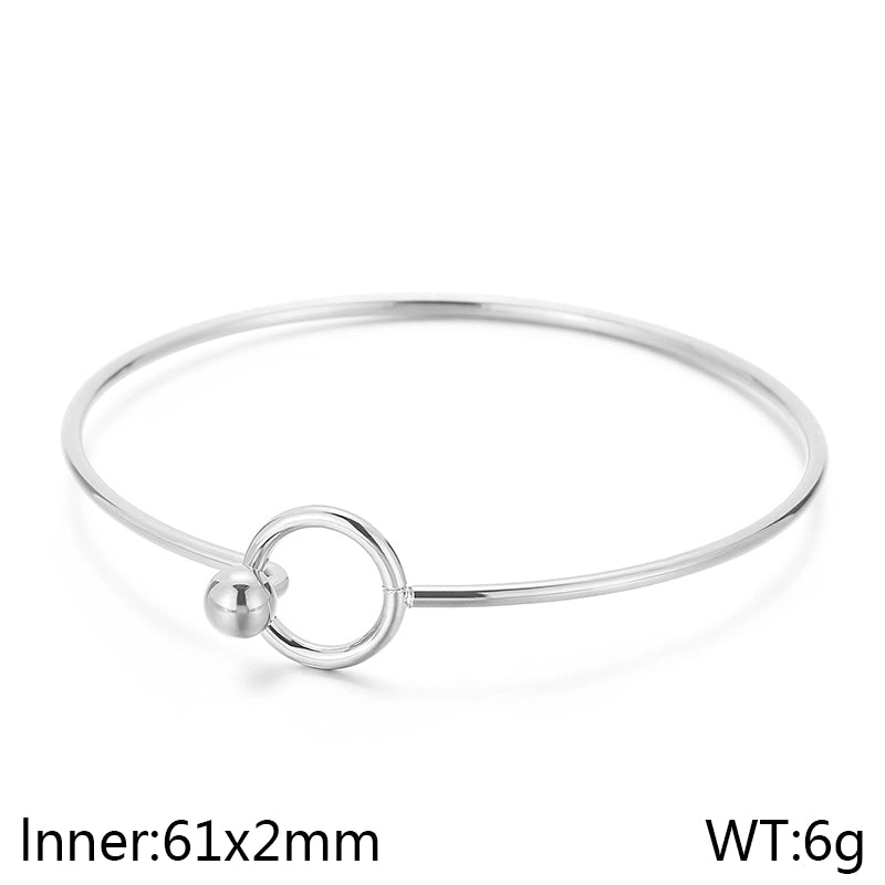 Minimalist Circle 304 Stainless Steel 18K Gold Plated Hollow Out Bracelets Necklace