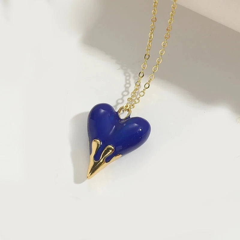 Copper 14K Gold Plated Heart Shape Pendant Necklace