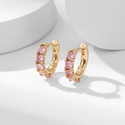 1 Pair Elegant Vintage Style Round Plating Inlay Copper Zircon Gold Plated Hoop Earrings