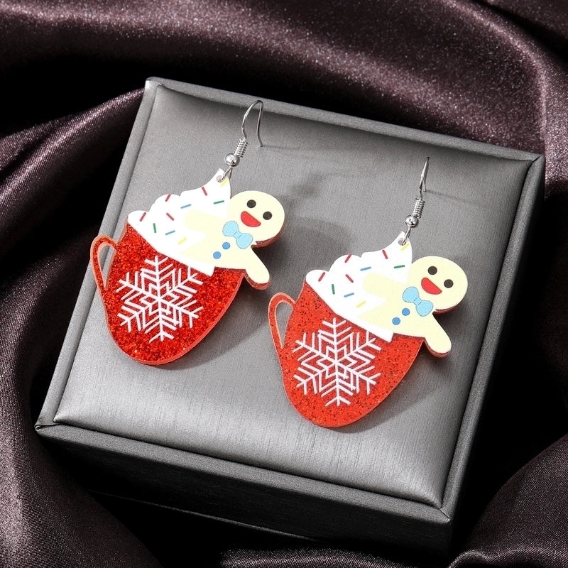 1 Pair Fashion Christmas Tree Santa Claus Snowman Arylic Christmas Women's Drop Earrings