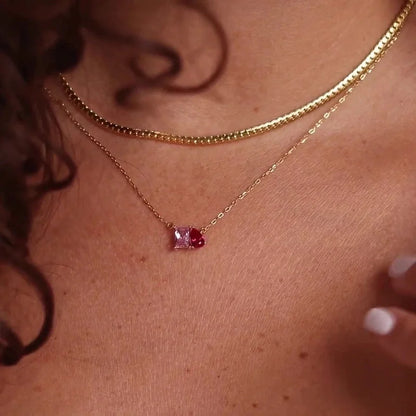 Casual Minimalist Commute Square Oval Horse Eye 304 Stainless Steel Zircon 16K Gold Plated Inlay Pendant Necklace