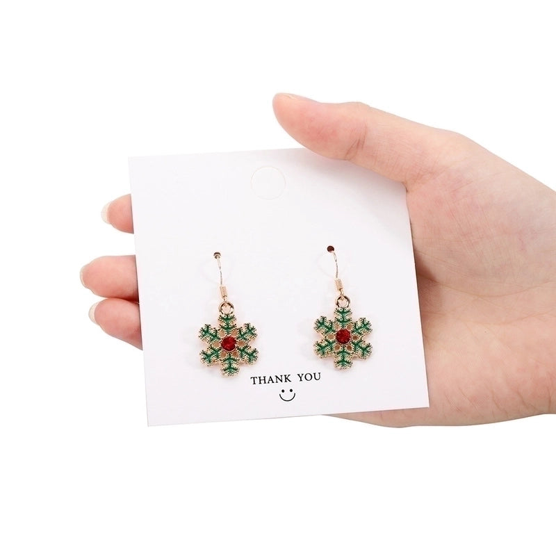 Fashion Christmas Tree Snowflake Elk Silver Plated Enamel Women's Earrings 1 Pair