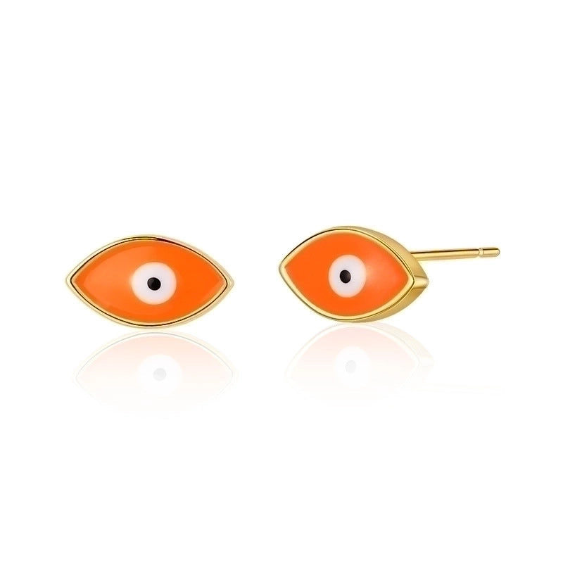 1 Pair Retro Sweet Triangle Devil\'s Eye Heart Shape Enamel Plating Inlay Copper Zircon 18k Gold Plated Ear Studs