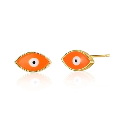 1 Pair Retro Sweet Triangle Devil\'s Eye Heart Shape Enamel Plating Inlay Copper Zircon 18k Gold Plated Ear Studs