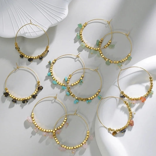 Sweet Solid Color Stainless Steel Earrings Beaded Plating Stainless Steel Earrings