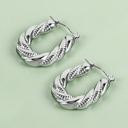 1 Pair Casual Minimalist U Shape Heart Shape Solid Color Polishing 304 Stainless Steel Earrings