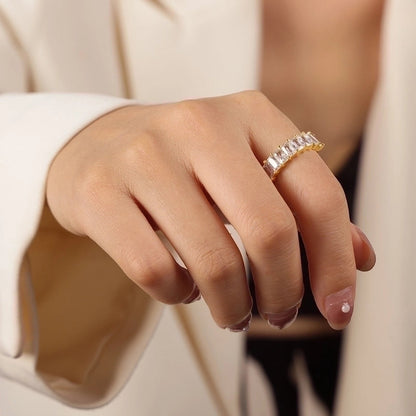 Elegant Glam Luxurious Solid Color Copper Plating Inlay Zircon 18k Gold Plated Open Rings