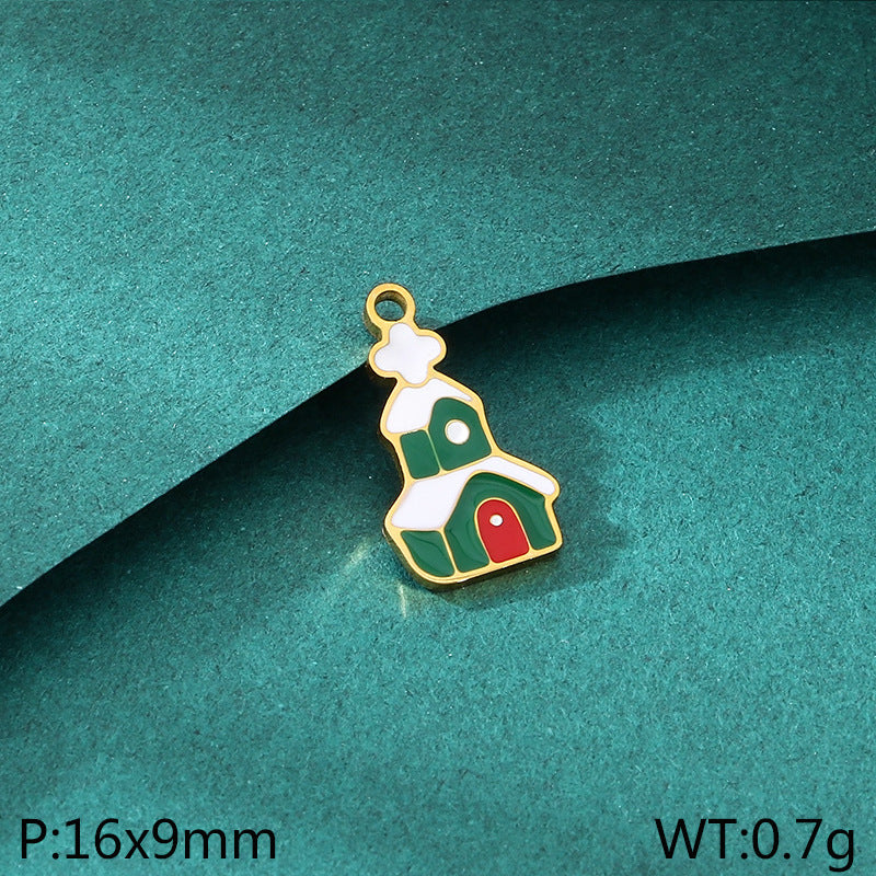 Diy Christmas Elements Oil Drop Stainless Steel Accessories Pendant Christmas Tree Santa Claus Snowman Reindeer