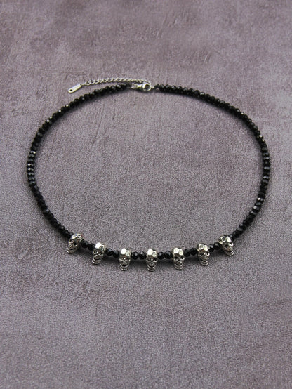 Vintage Style Punk Skull Artificial Crystal Alloy Halloween Unisex Necklace