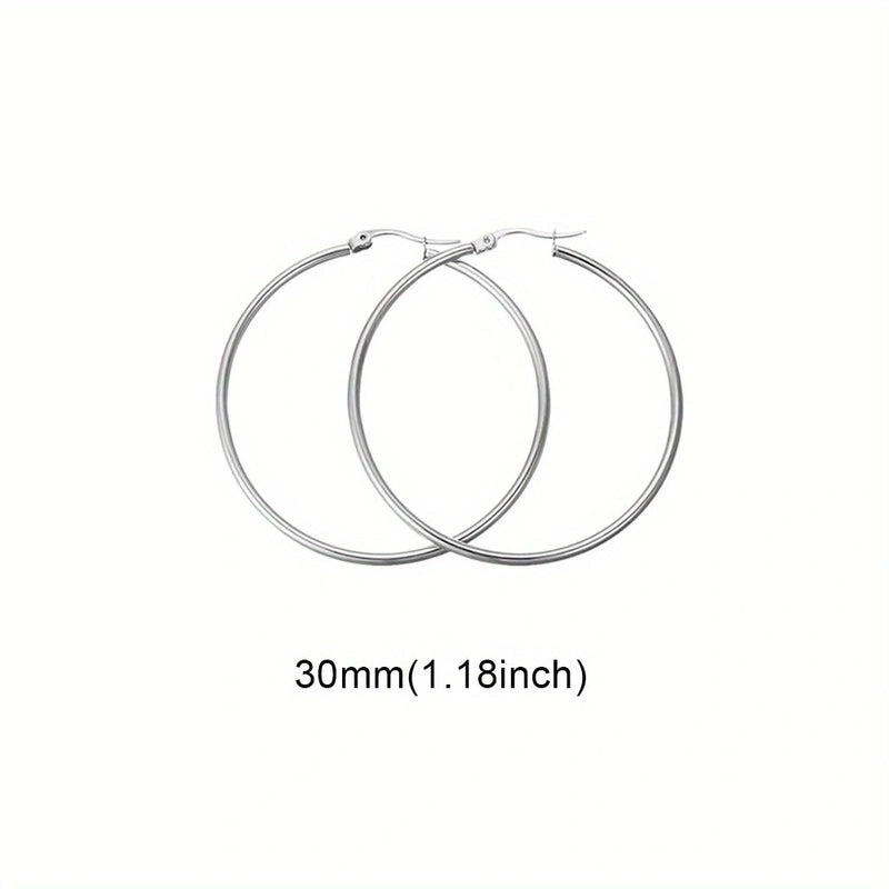 1 Pair Basic Minimalist Commute Round 304 Stainless Steel 18K Gold Plated Earrings