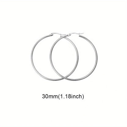 1 Pair Basic Minimalist Commute Round 304 Stainless Steel 18K Gold Plated Earrings