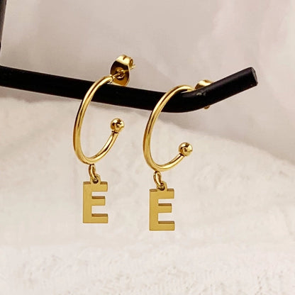 1 Pair Minimalist C Shape Letter Plating 304 Stainless Steel 18K Gold Plated Drop Earrings