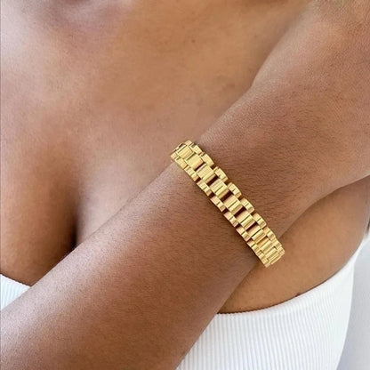 Fashion Geometric 304 Stainless Steel 18K Gold Plated No Inlaid Bracelets Jewelry In Bulk