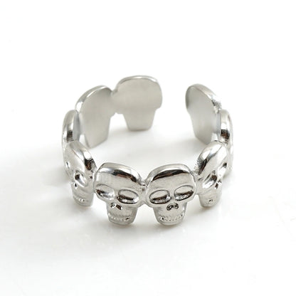 Cool Style Skull 304 Stainless Steel 18K Gold Plated Open Rings
