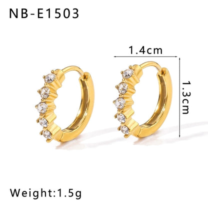 1 Piece Modern Style Minimalist Classic Style Geometric Inlay 304 Stainless Steel Rhinestones Glass Bead 18K Gold Plated Earrings