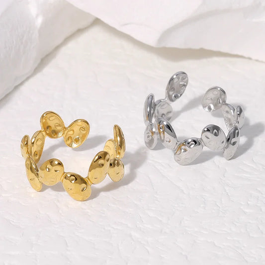 Open Ring Minimalist Asymmetrical Irregular Geometric Stainless Steel Electroplating Rings