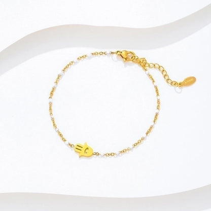 Fashion Devil's Eye Palm Stainless Steel Inlay Beads Bracelets