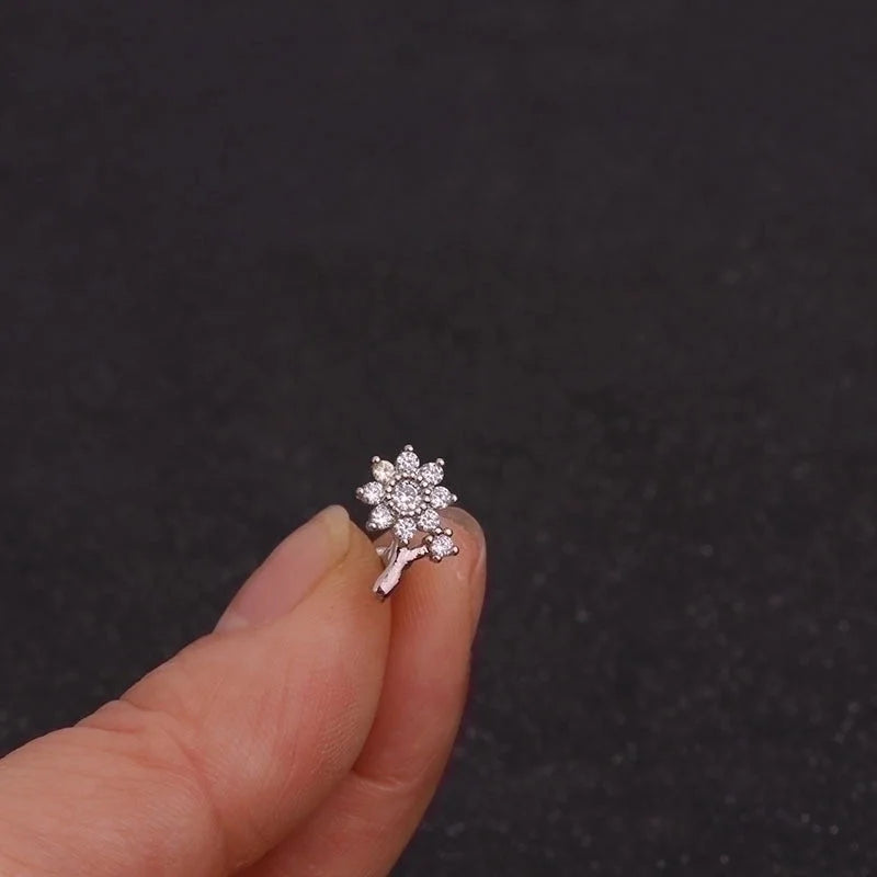 Zircon Screw Ear Stainless Steel Earrings