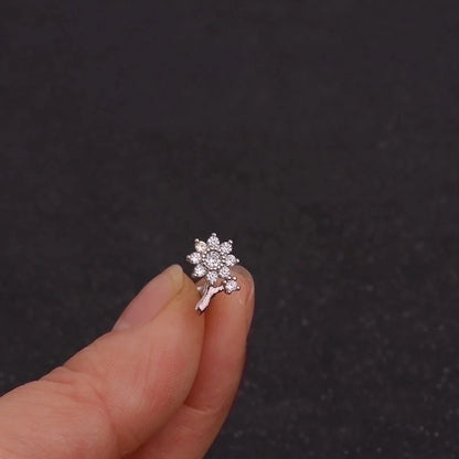 Zircon Screw Ear Stainless Steel Earrings