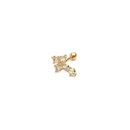 Ear Cartilage Rings & Studs Fashion Cross Copper Inlaid Zircon Zircon